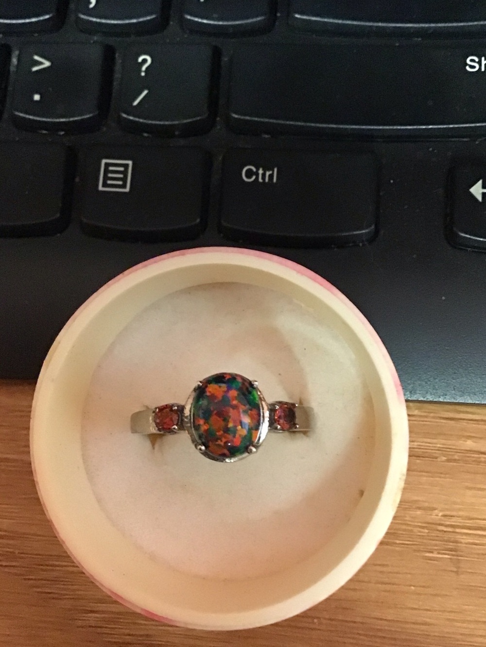Silver Tone metal band - Multicolor Mosaic Ring - Picture 4 of 11